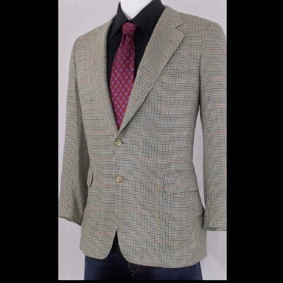 Paul Stuart Other - Paul Stuart Italy Silk Wool Houndstooth Blazer 42R